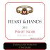 Heart & Hands Wine Company Patrician Verona Vineyard Pinot Noir 2011 Front Label