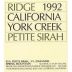 Ridge York Creek Petite Sirah 1992 Front Label