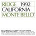 Ridge Monte Bello 1992 Front Label