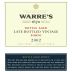 Warre's Late Bottled Vintage Port 2002 Front Label