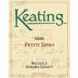 Keating Wines Petite Sirah 2008 Front Label