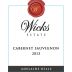 Wicks Estate Cabernet Sauvignon 2013 Front Label