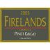 Firelands Pinot Grigio 2003 Front Label