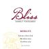 Bliss Merlot 2010 Front Label