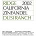Ridge Dusi Ranch Zinfandel 2002 Front Label