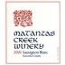 Matanzas Creek Sonoma County Sauvignon Blanc 2001 Front Label