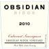 Tricycle Wine Company Obsidian Ridge Cabernet Sauvignon 2010 Front Label
