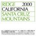 Ridge Santa Cruz Mountains 2000 Front Label