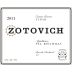 Zotovich Cellars Estate Syrah 2011 Front Label
