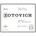 Zotovich Cellars Estate Reserve Pinot Noir 2011 Front Label