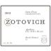 Zotovich Cellars Estate Chardonnay 2012 Front Label