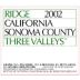 Ridge Three Valleys Red 2002 Front Label