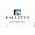 Balletto Winery Pinot Gris 2009 Front Label