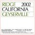 Ridge Geyserville 2002 Front Label