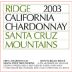 Ridge Santa Cruz Chardonnay 2003 Front Label