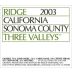 Ridge Three Valleys Red 2003 Front Label