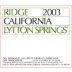 Ridge Lytton Springs Zinfandel 2003 Front Label