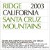 Ridge Santa Cruz Mountains 2003 Front Label