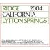 Ridge Lytton Springs Zinfandel 2004 Front Label