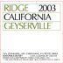 Ridge Geyserville 2003 Front Label