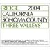 Ridge Three Valleys Red 2004 Front Label