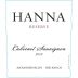 Hanna Alexander Valley Reserve Cabernet Sauvignon 2010 Front Label