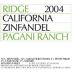 Ridge Pagani Ranch Zinfandel 2004 Front Label