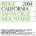Ridge Santa Cruz Mountains 2004 Front Label