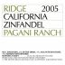 Ridge Pagani Ranch Zinfandel 2005 Front Label