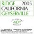 Ridge Geyserville 2005 Front Label