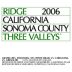 Ridge Three Valleys Red 2006 Front Label