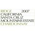 Ridge Santa Cruz Chardonnay 2007 Front Label