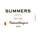 Summers Estate Cabernet Sauvignon 2014 Front Label