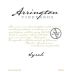 Arrington Vineyards Syrah 2010 Front Label