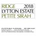 Ridge Lytton Estate Petite Sirah 2018 Front Label