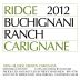 Ridge Buchignani Ranch Carignane 2012 Front Label