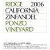 Ridge Ponzo Zinfandel 2006 Front Label