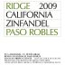 Ridge Paso Robles Zinfandel 2009 Front Label
