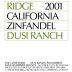 Ridge Dusi Ranch Zinfandel 2001 Front Label