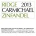 Ridge Carmichael Zinfandel 2013 Front Label