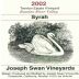 Joseph Swan Trenton Estate Vineyard Syrah 2002 Front Label
