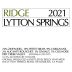 Ridge Lytton Springs Red Blend 2021 Front Label