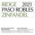 Ridge Paso Robles Zinfandel 2021 Front Label