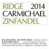 Ridge Carmichael Zinfandel 2014 Front Label