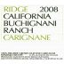 Ridge Buchignani Ranch Carignane 2008 Front Label