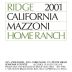Ridge Mazzoni Home Ranch Zinfandel 2001 Front Label