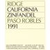 Ridge Paso Robles Zinfandel 1991 Front Label