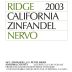 Ridge Nervo Zinfandel 2003 Front Label
