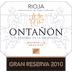 Bodegas Ontanon Gran Reserva 2010 Front Label