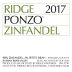 Ridge Ponzo Zinfandel 2017 Front Label
